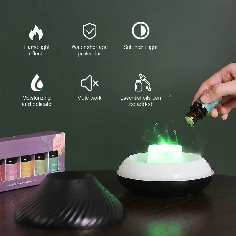 Essential Oil Diffuser with LED Flame Effect