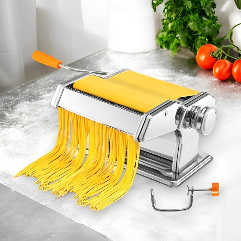 Compact Stainless Steel Pasta Maker with 6 Adjustable Thickness Levels