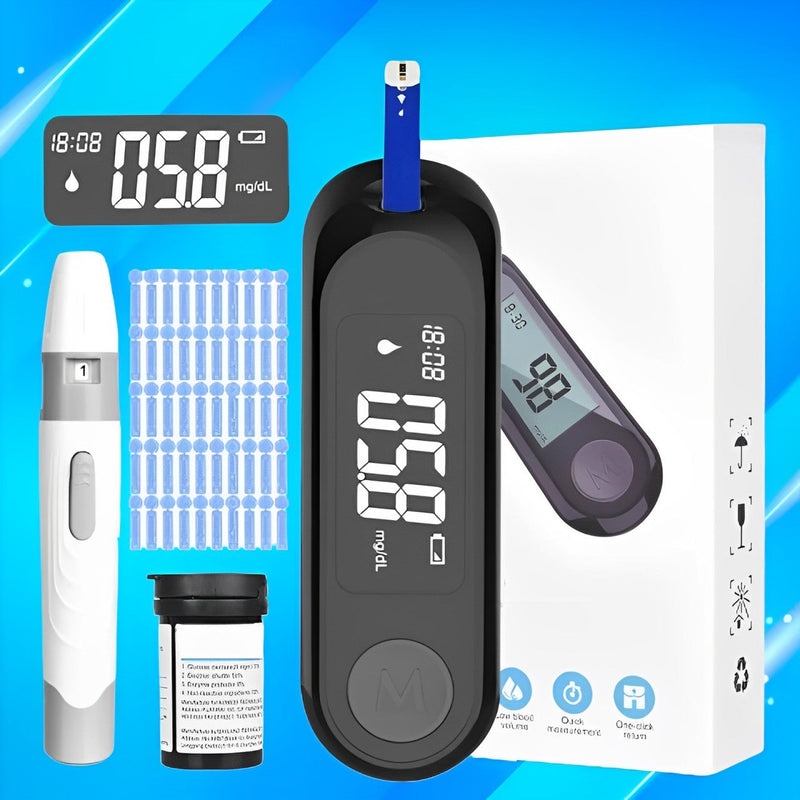 Blood Glucose Monitor Kit with Test Strips and Lancets