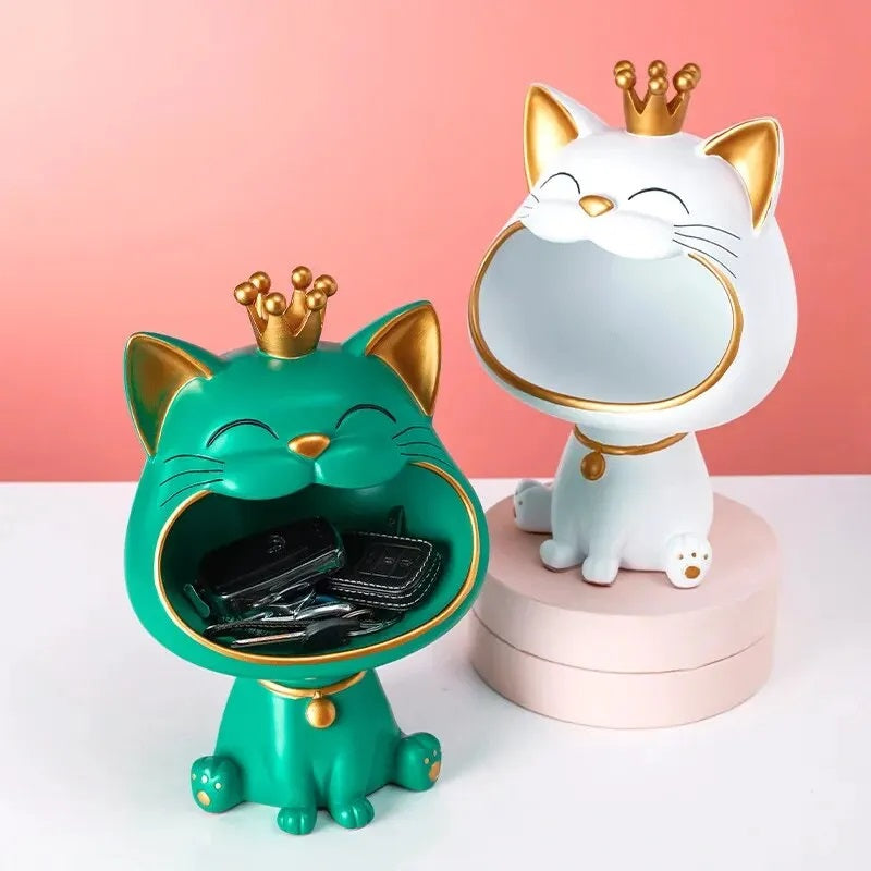 Lucky Cat Figurine Storage Jar