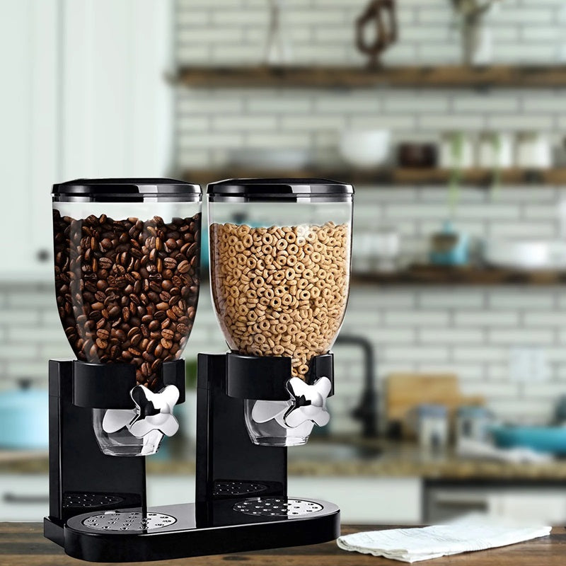 Dual Cereal Dispenser, Dry Food Storage Container for Easy Dispensing