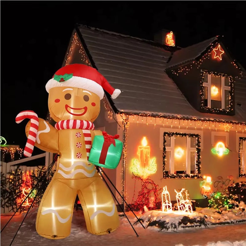 8FT Christmas Inflatable Gingerbread Man with LED Lights