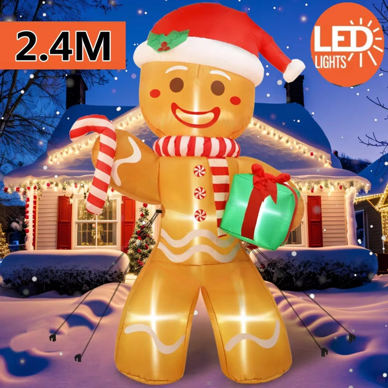 8FT Christmas Inflatable Gingerbread Man with LED Lights