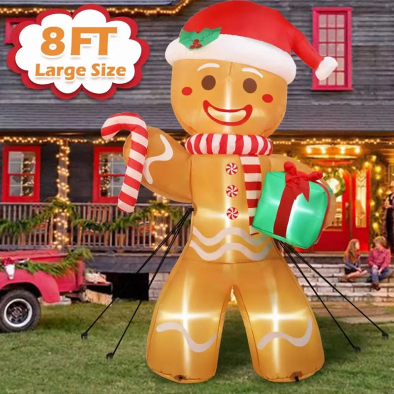 8FT Christmas Inflatable Gingerbread Man with LED Lights