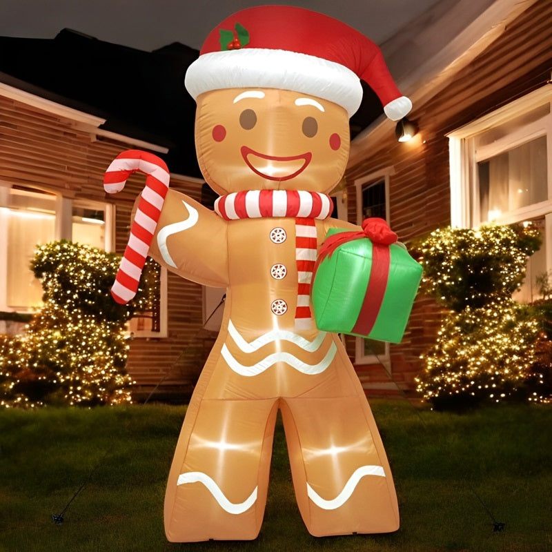 8FT Christmas Inflatable Gingerbread Man with LED Lights