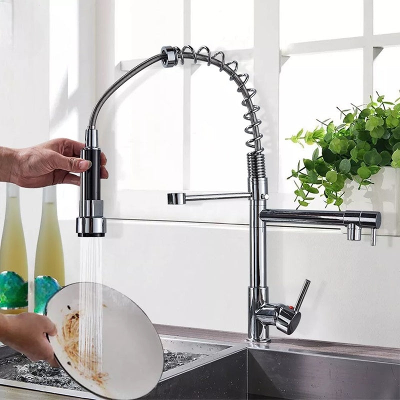 Pull-Out Kitchen Faucet with 360° Rotating Spout and Dual Mode Sprayer