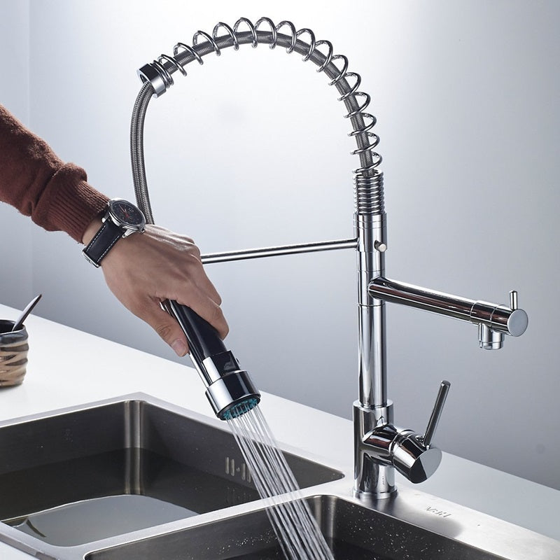 Pull-Out Kitchen Faucet with 360° Rotating Spout and Dual Mode Sprayer