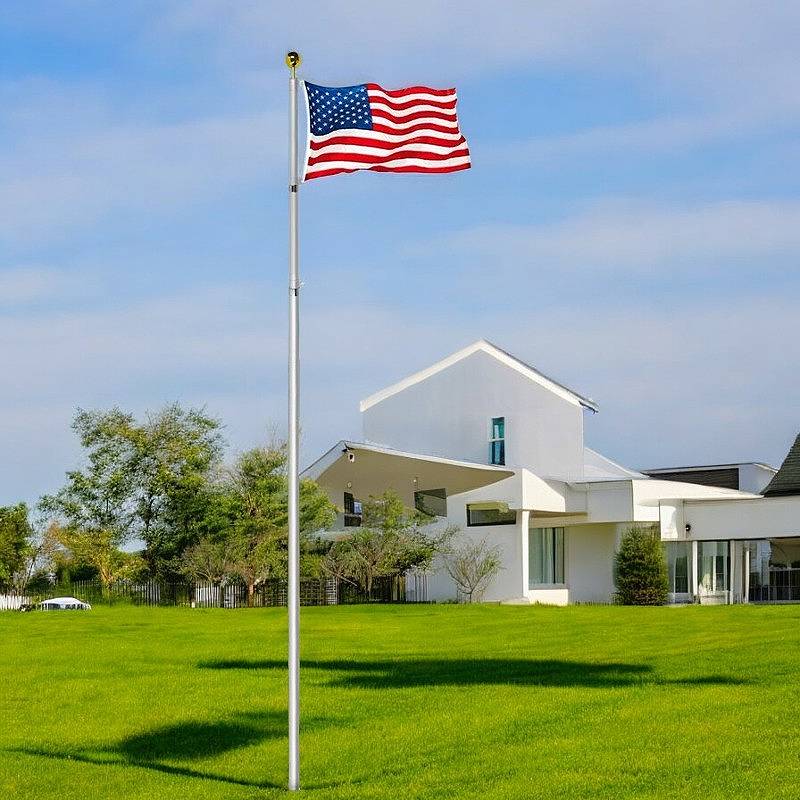 25FT Heavy Duty Telescopic Flag Pole with U.S. Flag Ball