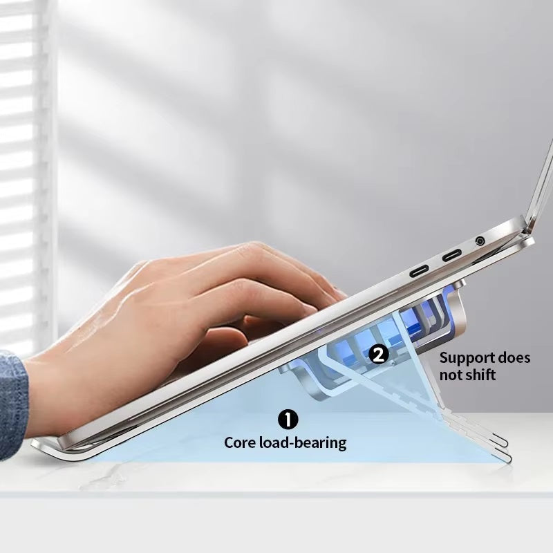 Foldable Laptop Stand with 360° Rotating Cooling Fans and Adjustable Height