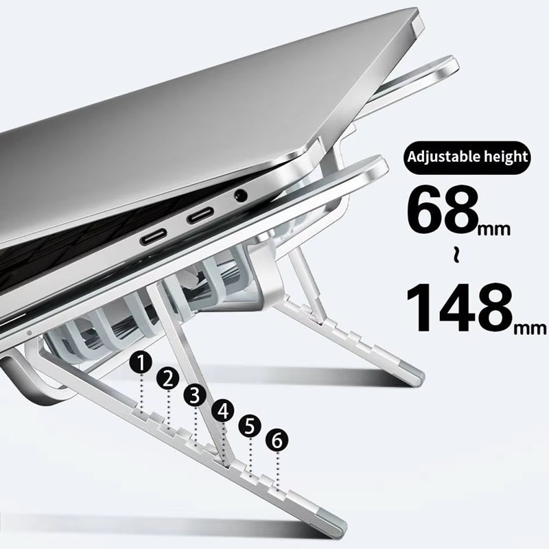 Foldable Laptop Stand with 360° Rotating Cooling Fans and Adjustable Height