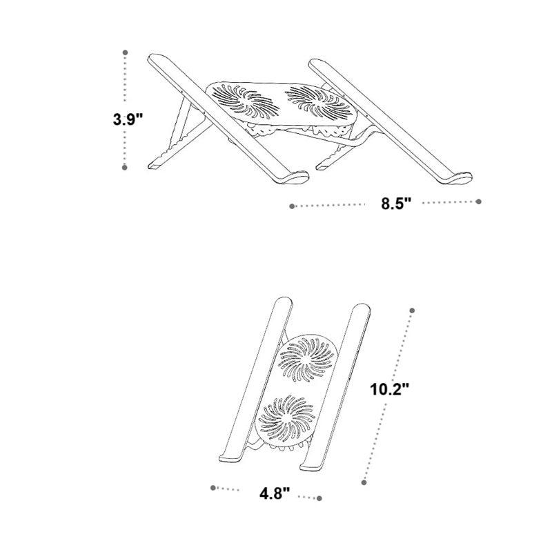 Foldable Laptop Stand with 360° Rotating Cooling Fans and Adjustable Height