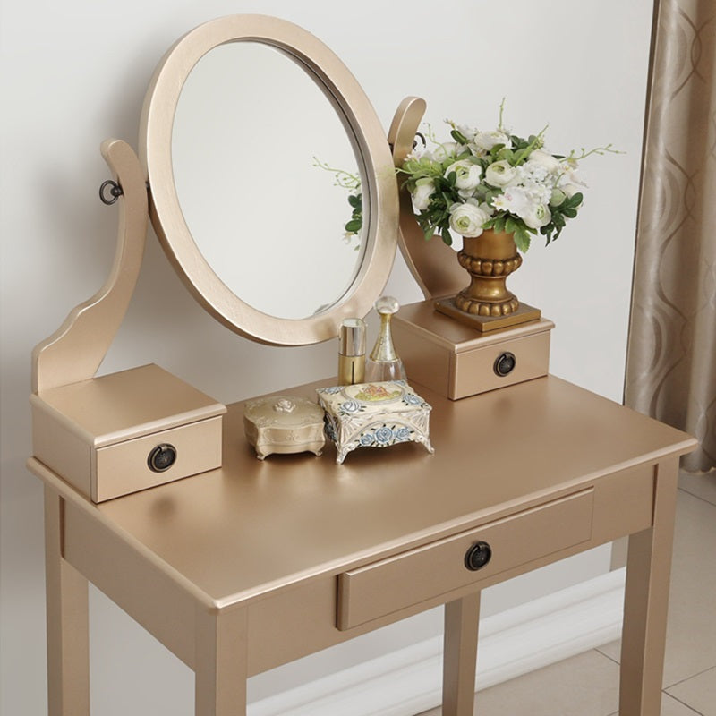 Makeup Vanity with Mirror and Upholstered Stool