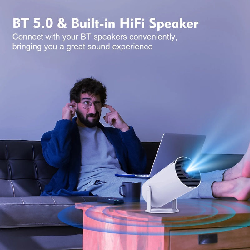 Smart 4K Mini Projector with Dual WiFi and Bluetooth Connectivity