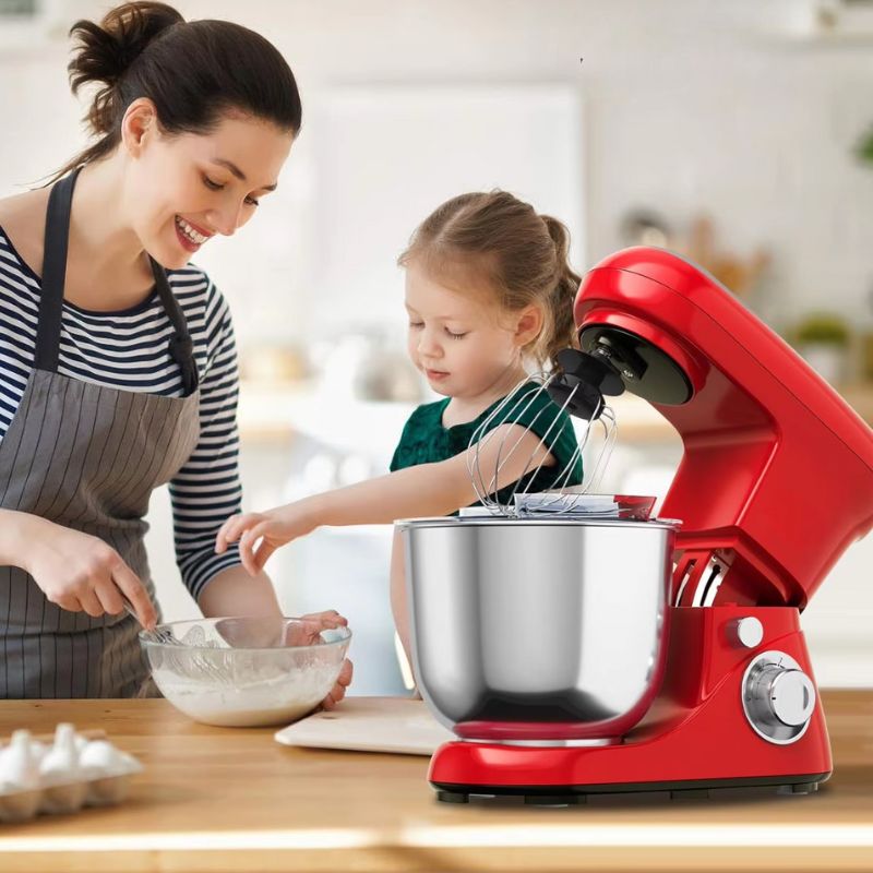 Powerful 6-Speed Stand Mixer with 5.3Qt Stainless Steel Bowl and Versatile Attachments