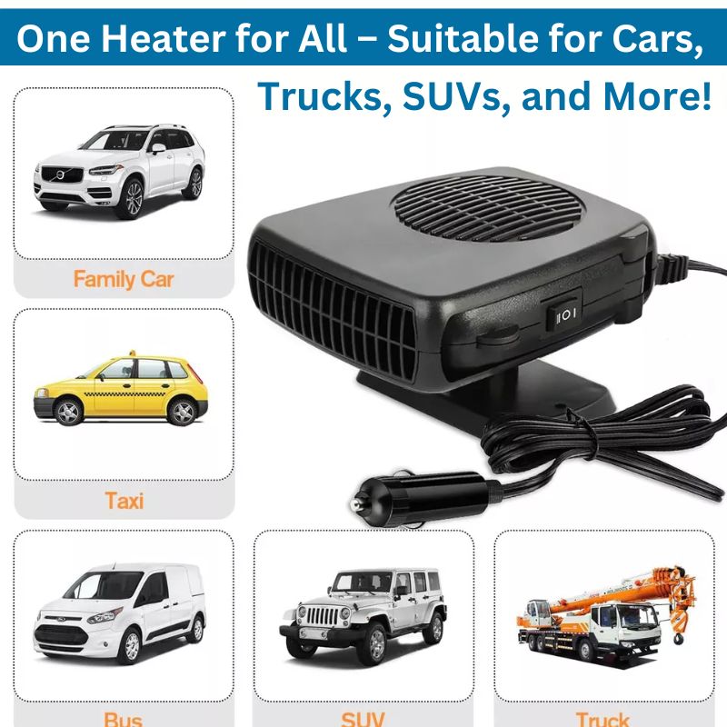 12V Portable Car Heater with 360° Rotatable Base