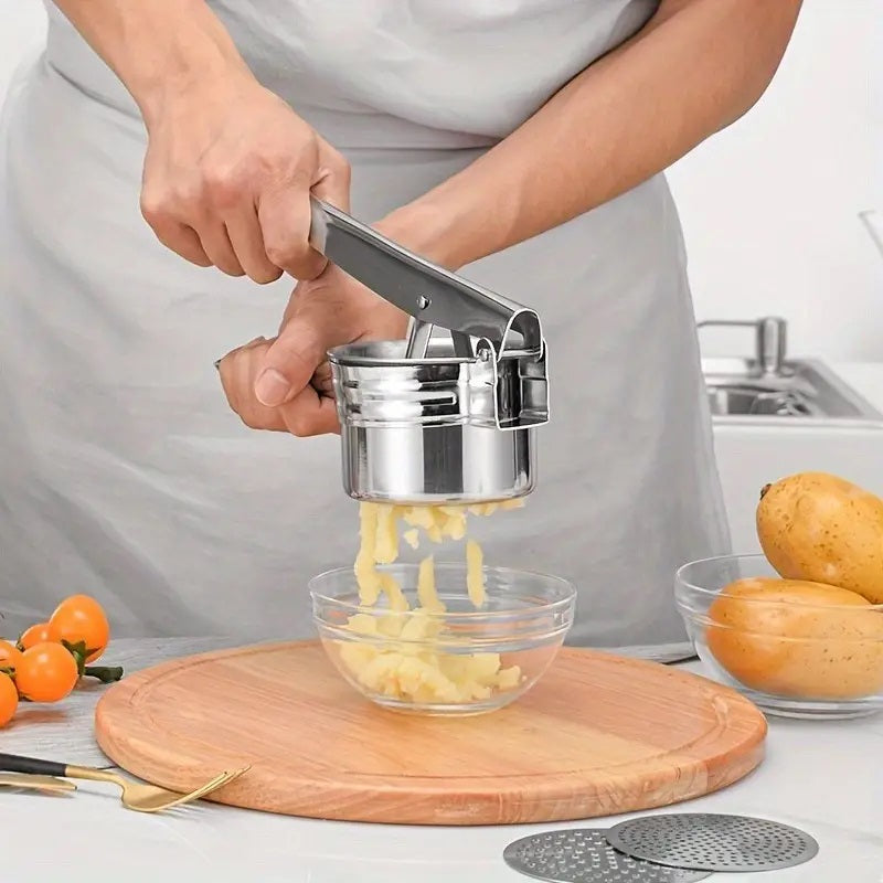 Stainless Steel Potato Ricer with 3 Interchangeable Discs