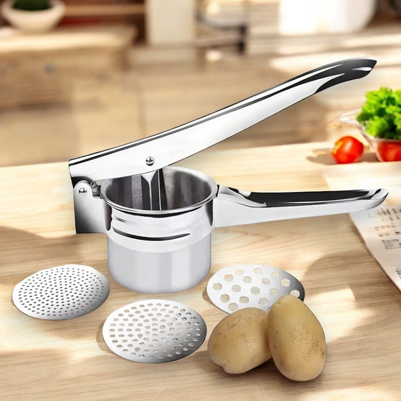 Stainless Steel Potato Ricer with 3 Interchangeable Discs