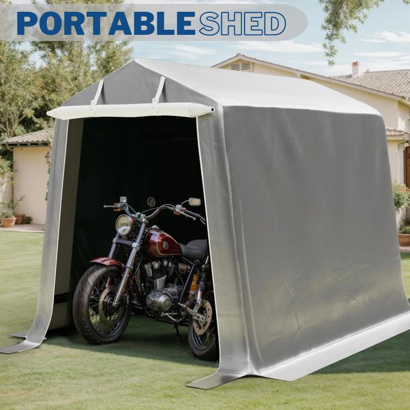 6x8 FT Heavy-Duty Portable Shed with Roll-Up Zipper Doors