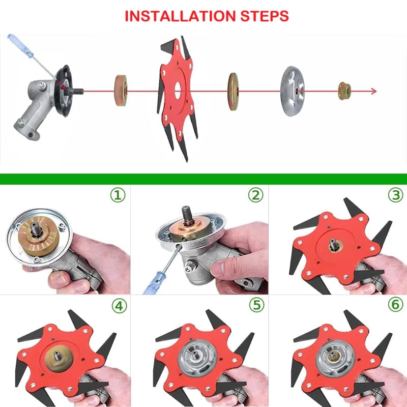 Heavy-Duty 6-Steel Blades Trimmer Head