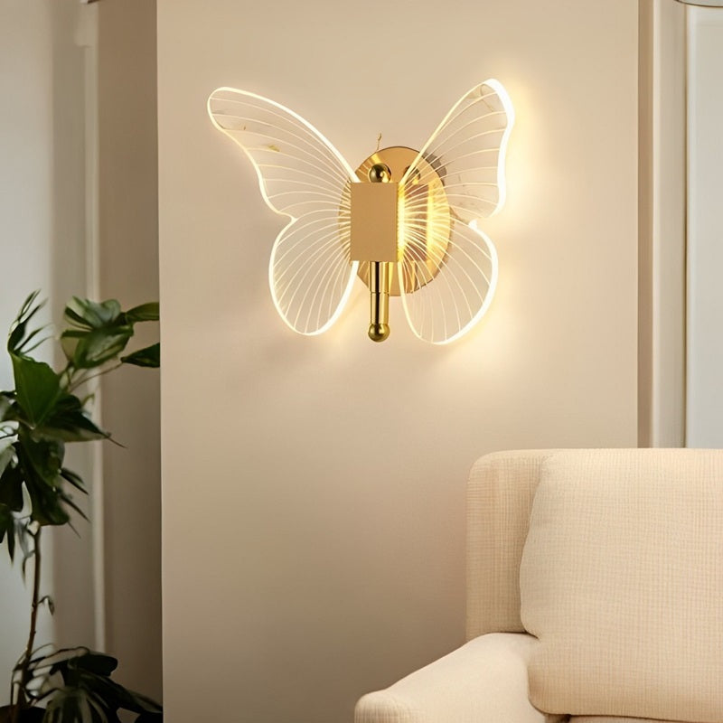 Butterfly-Shaped LED Wall Lamp with Three Lighting Modes