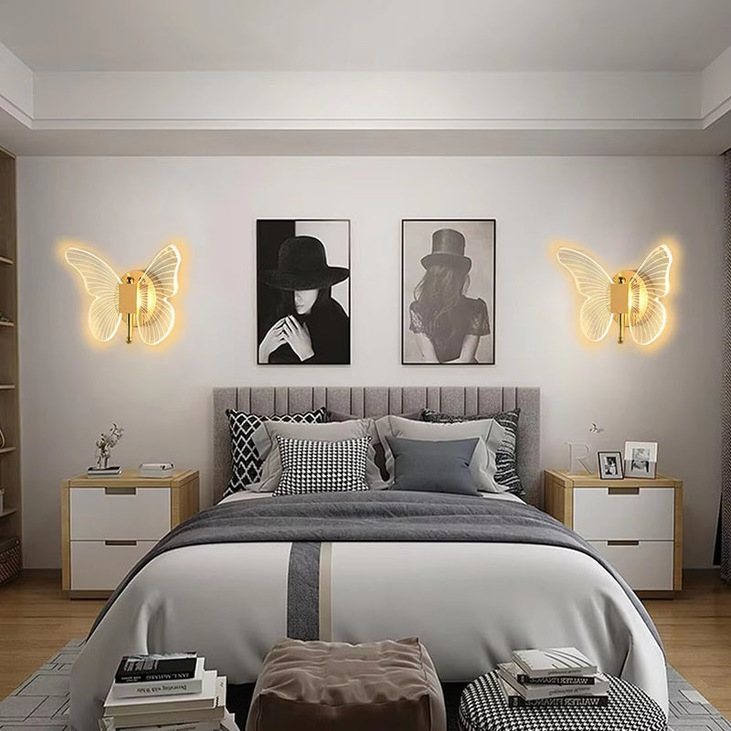 Butterfly-Shaped LED Wall Lamp with Three Lighting Modes