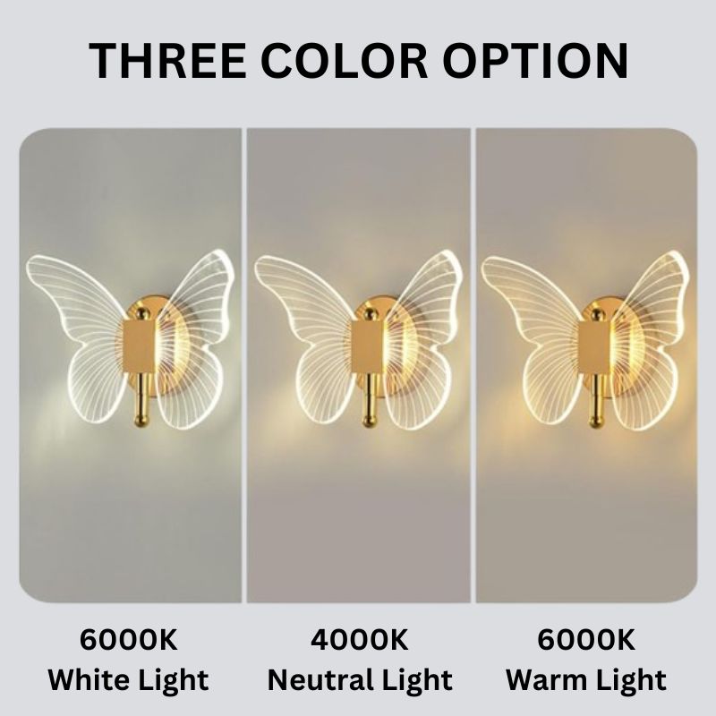 Butterfly-Shaped LED Wall Lamp with Three Lighting Modes