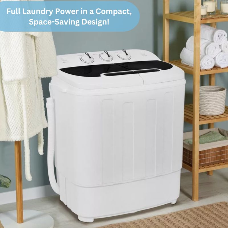 13LB Compact Washing Machine with Twin Tub for Wash and Spin Dry